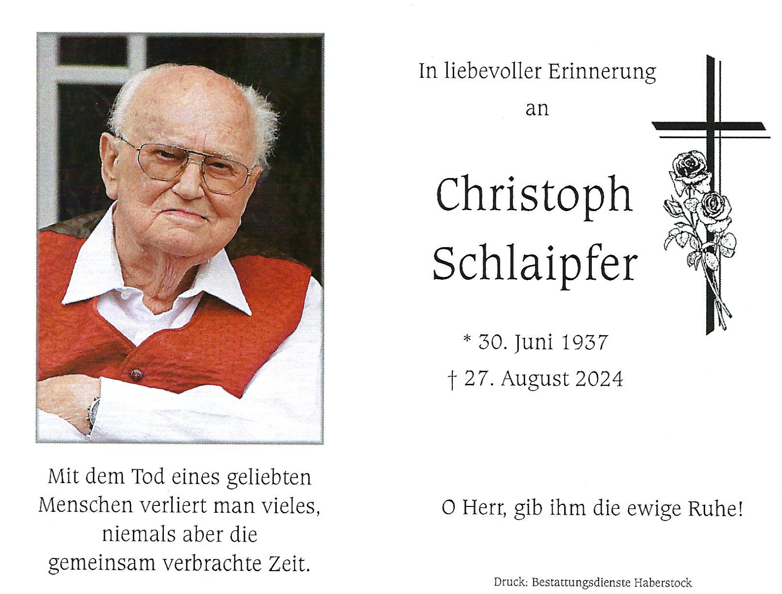 Schlaipfer Christoph Sterbebild